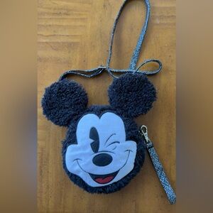 Disney Black and White Mickey Mouse Fuzzy Kids Bag